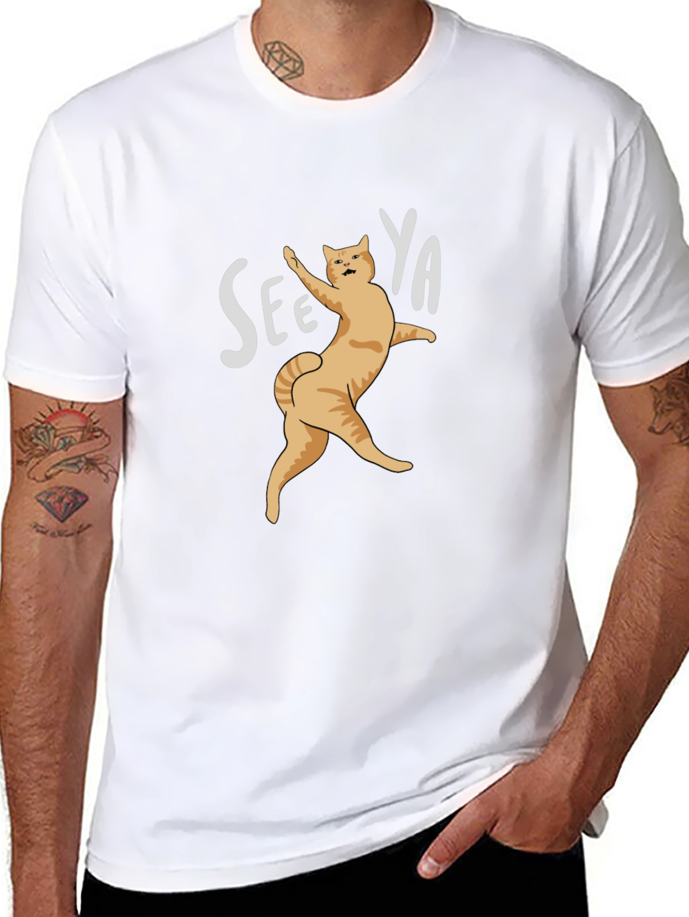 See Ya Cat Graphic Black T-Shirt