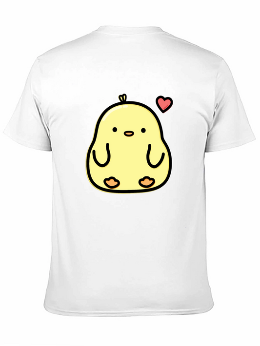 Cute Chick Heart Graphic Black T-Shirt