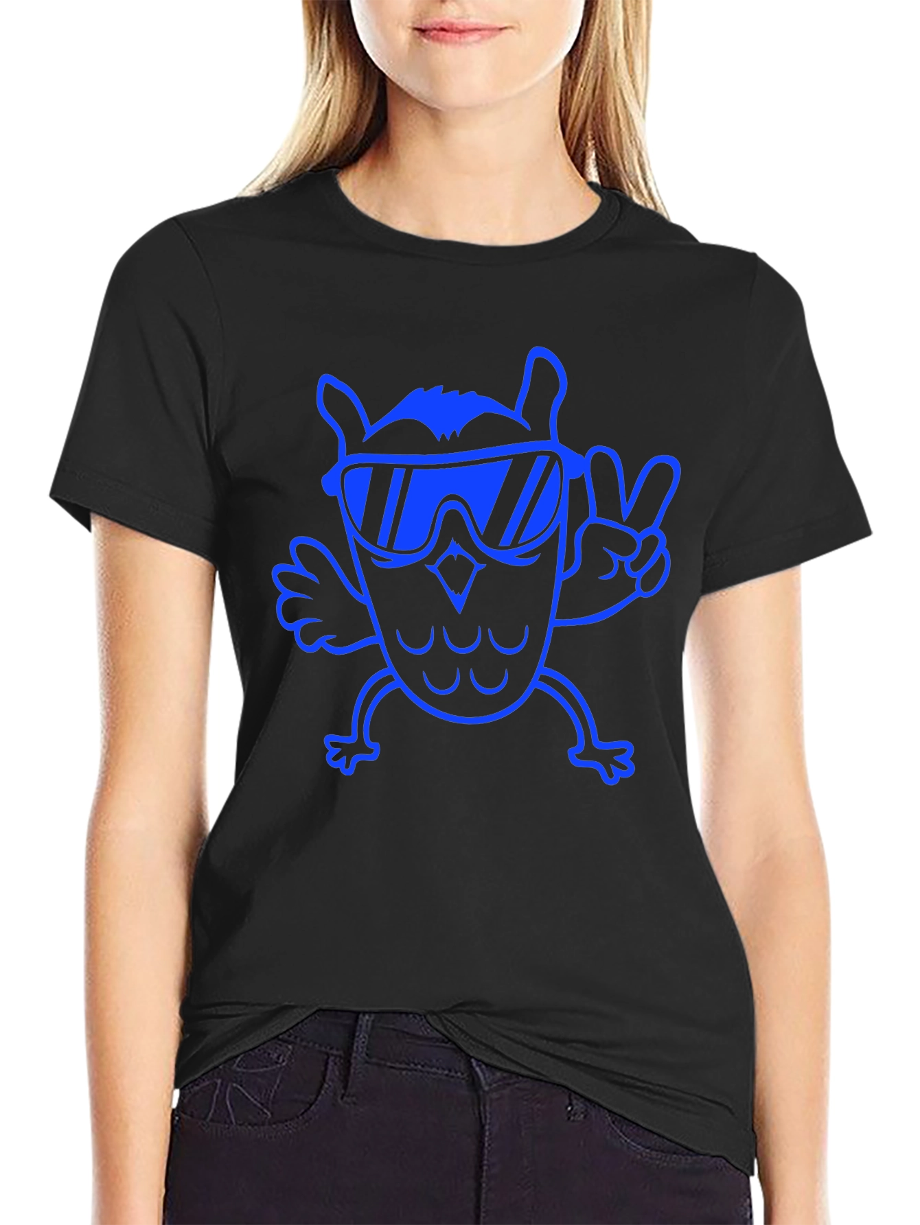 Cool Owl Tee - Black Cotton T-Shirt