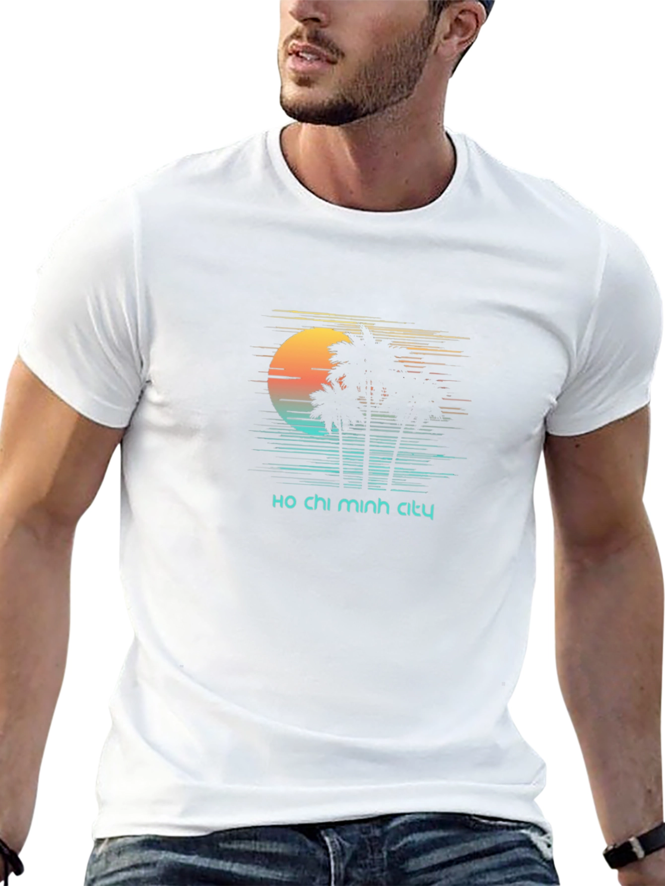 Ho Chi Minh City Retro Sunset Black T-Shirt