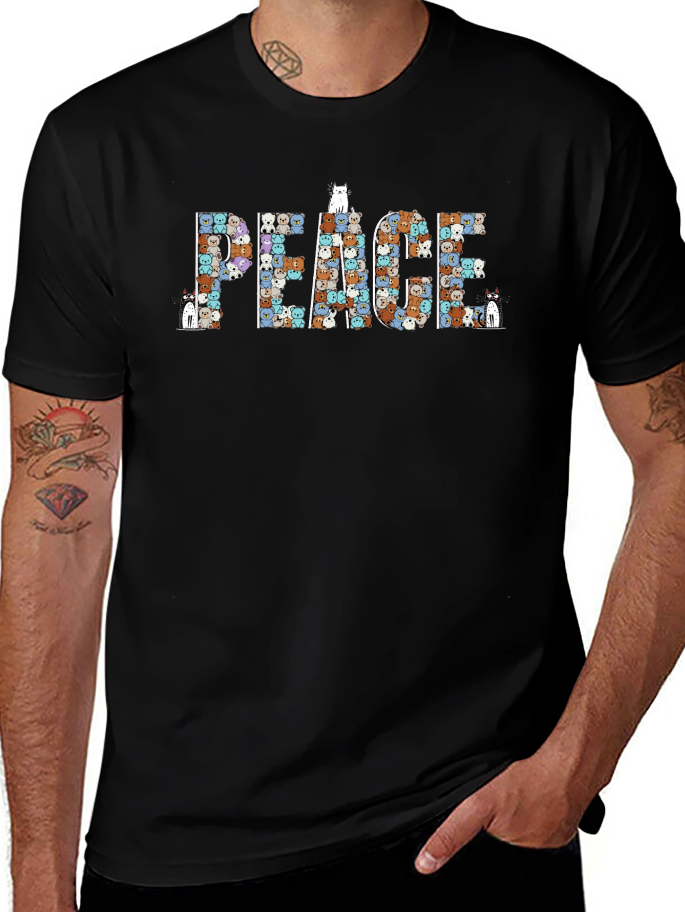 Peace Cats Graphic T-Shirt - Comfort and Style