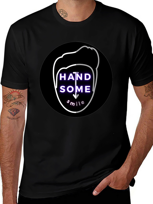 Handsome Smile Graphic Tee - Soft Cotton Black T-Shirt