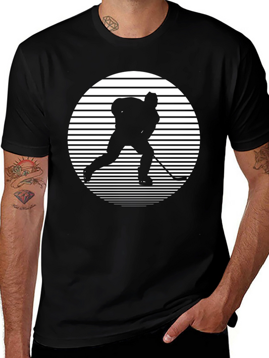 Hockey Player Silhouette Graphic Tee - Black