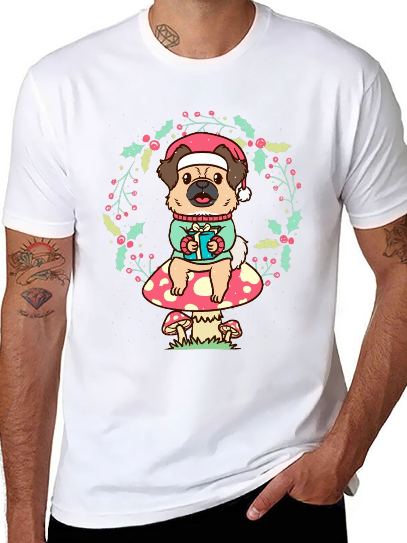 Christmas Dog Mushroom T-Shirt