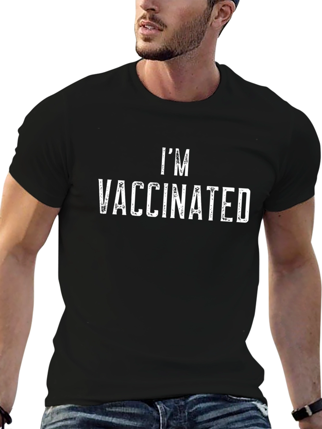 Im Vaccinated T-Shirt -  Black Crew Neck Tee