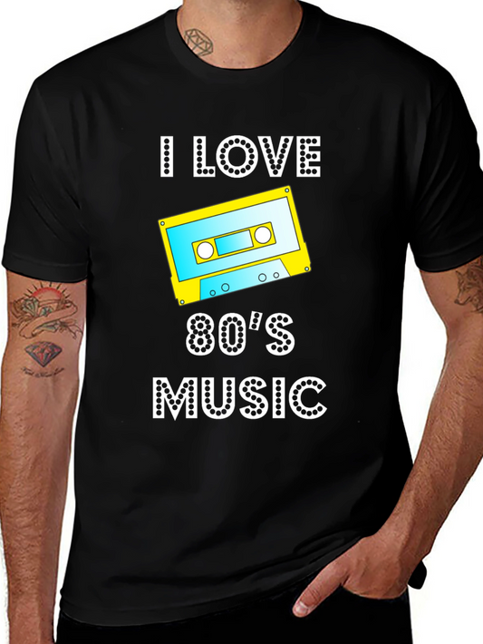 I Love 80s Music Cassette Tape Graphic T-Shirt
