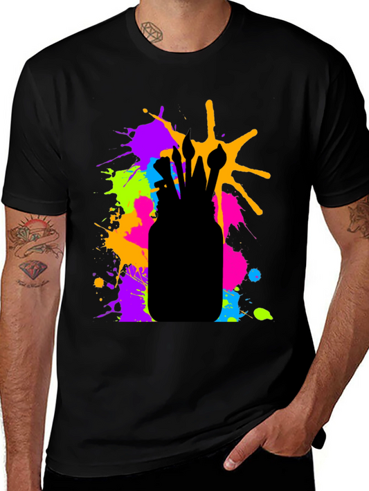 Artistic Paint Brush Splatter T-Shirt