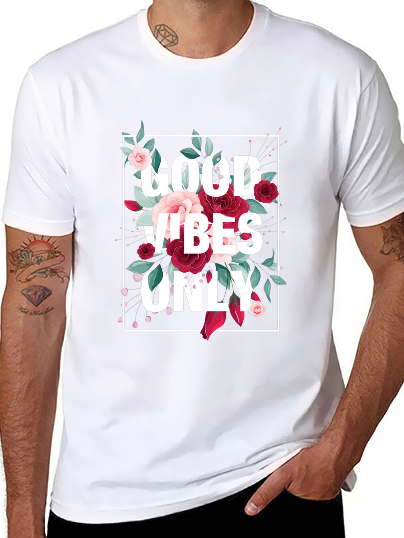 Good Vibes Only Floral Graphic T-Shirt