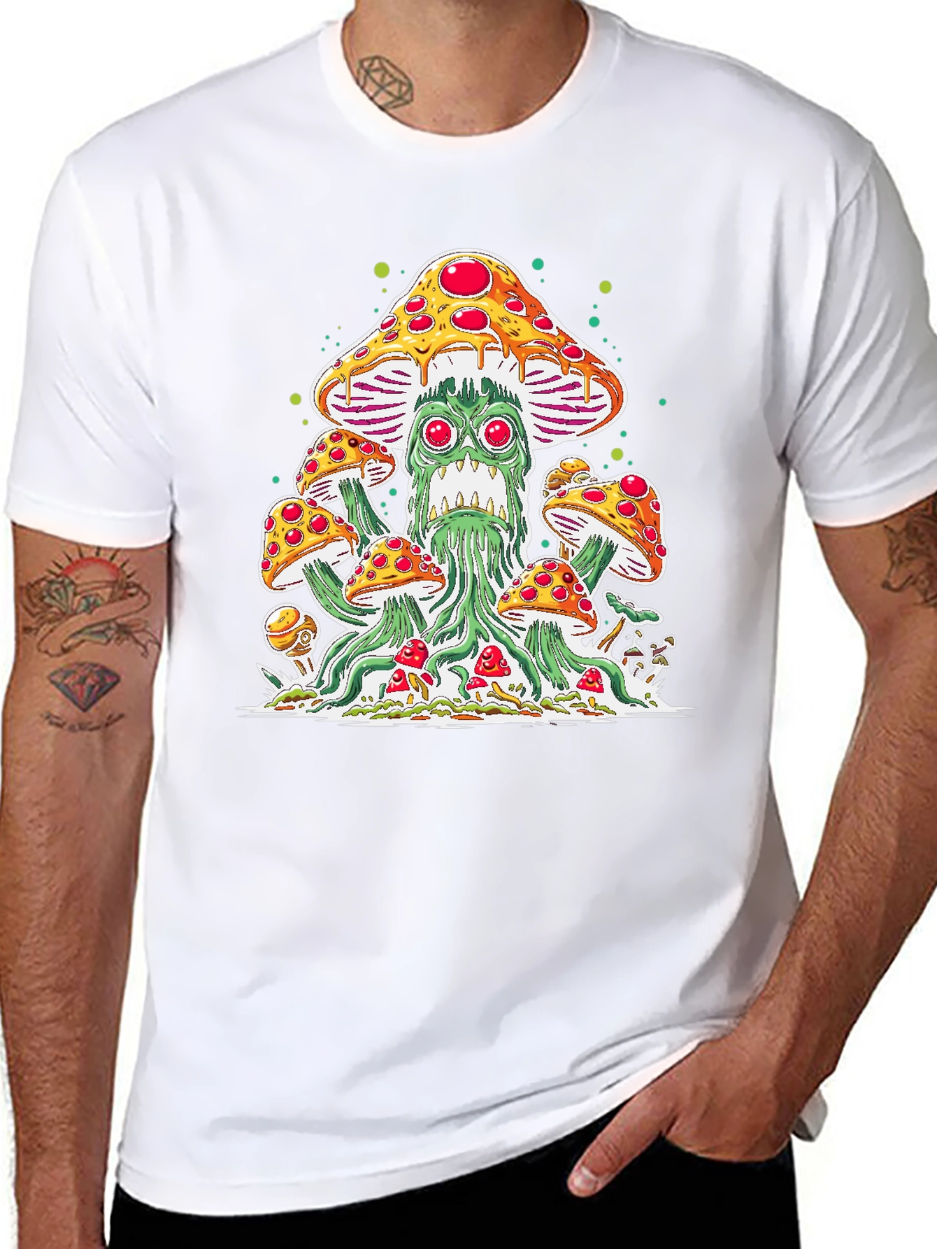 Pizza Mushroom Graphic Tee - Funky Unisex T-Shirt