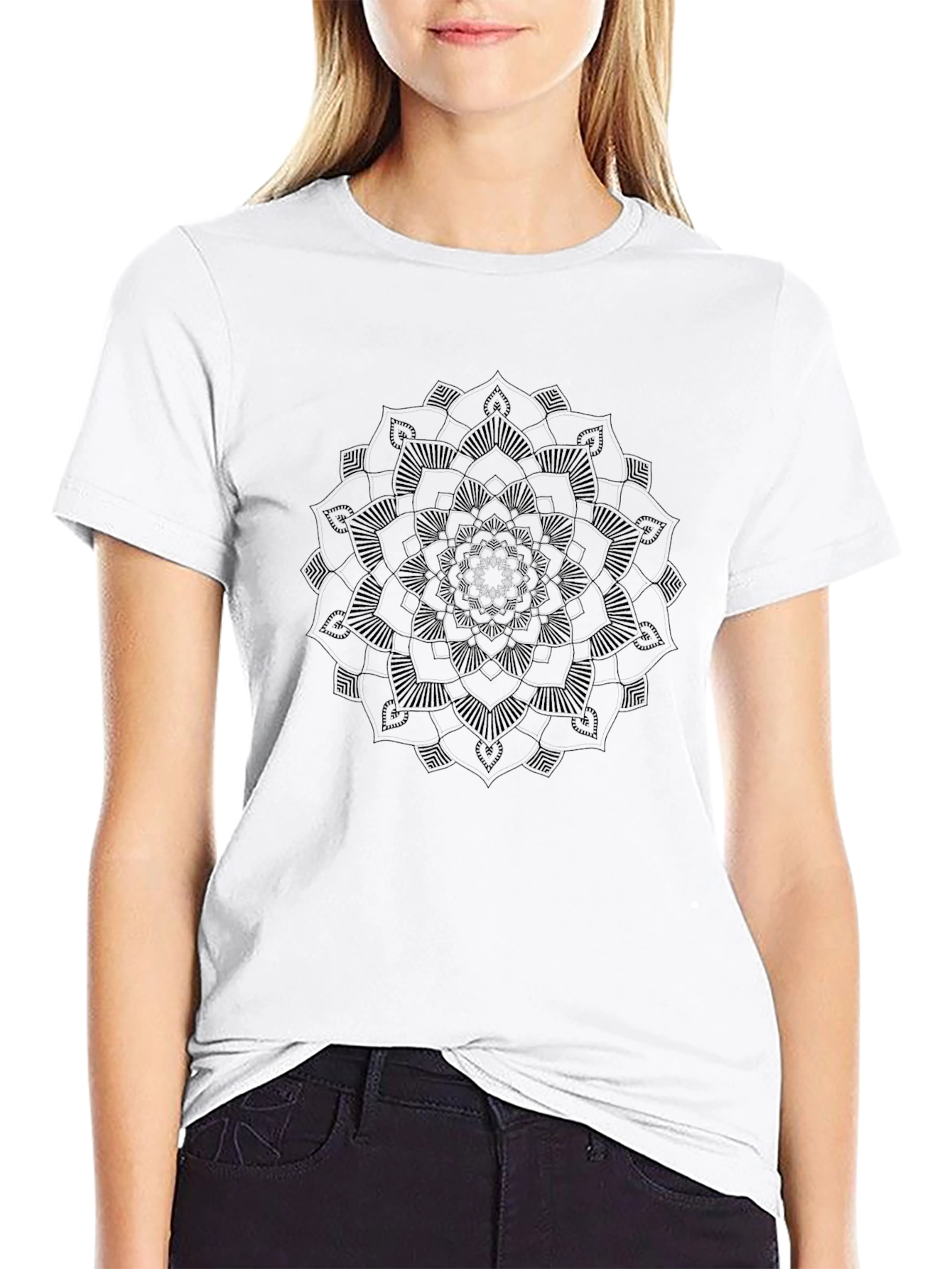 Black Mandala Graphic Tee - Stylish Casual Wear