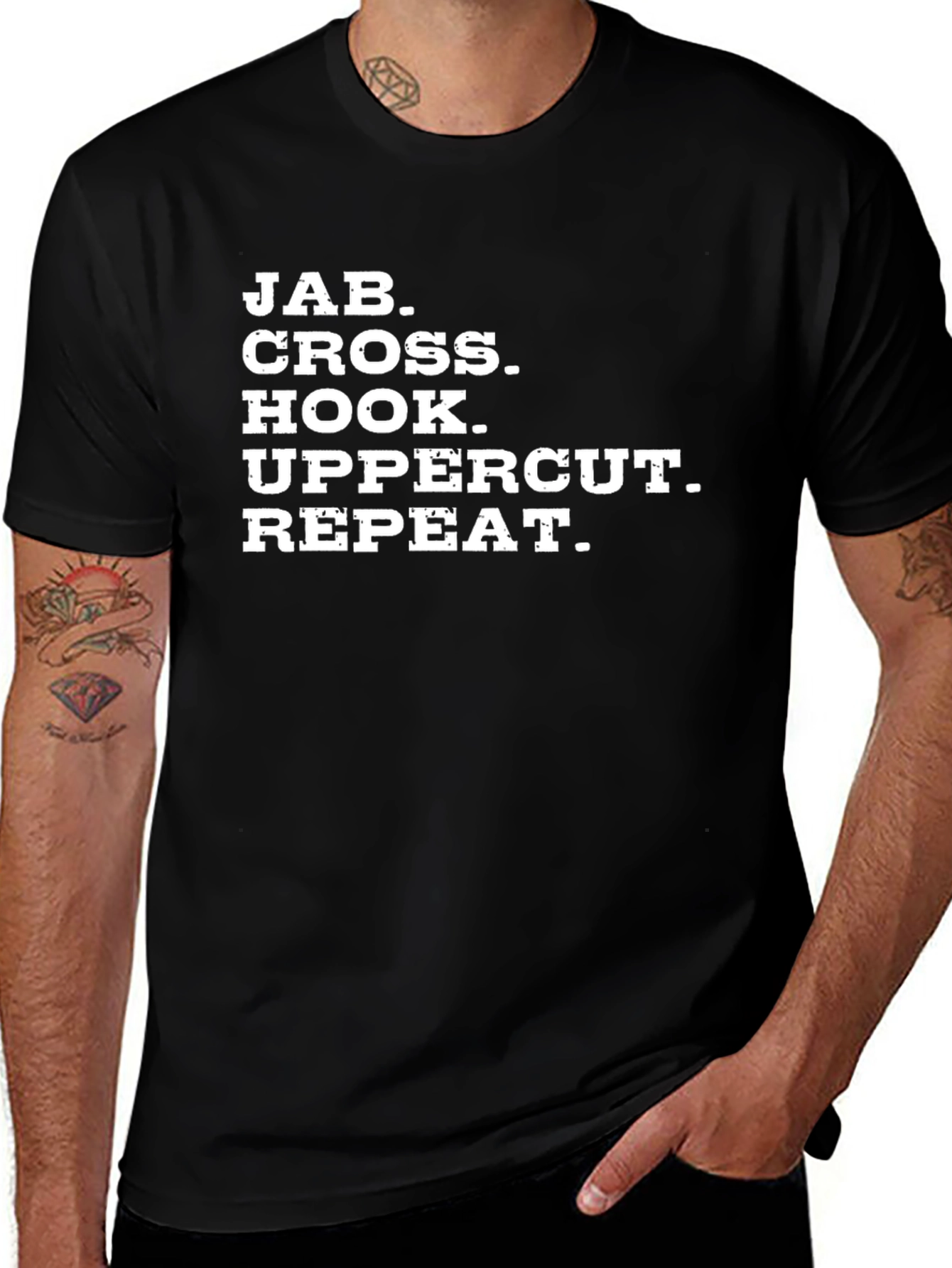 Jab Cross Hook Uppercut Repeat Black T-Shirt