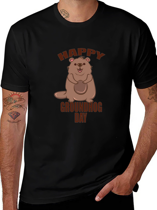 Happy Groundhog Day Black T-Shirt