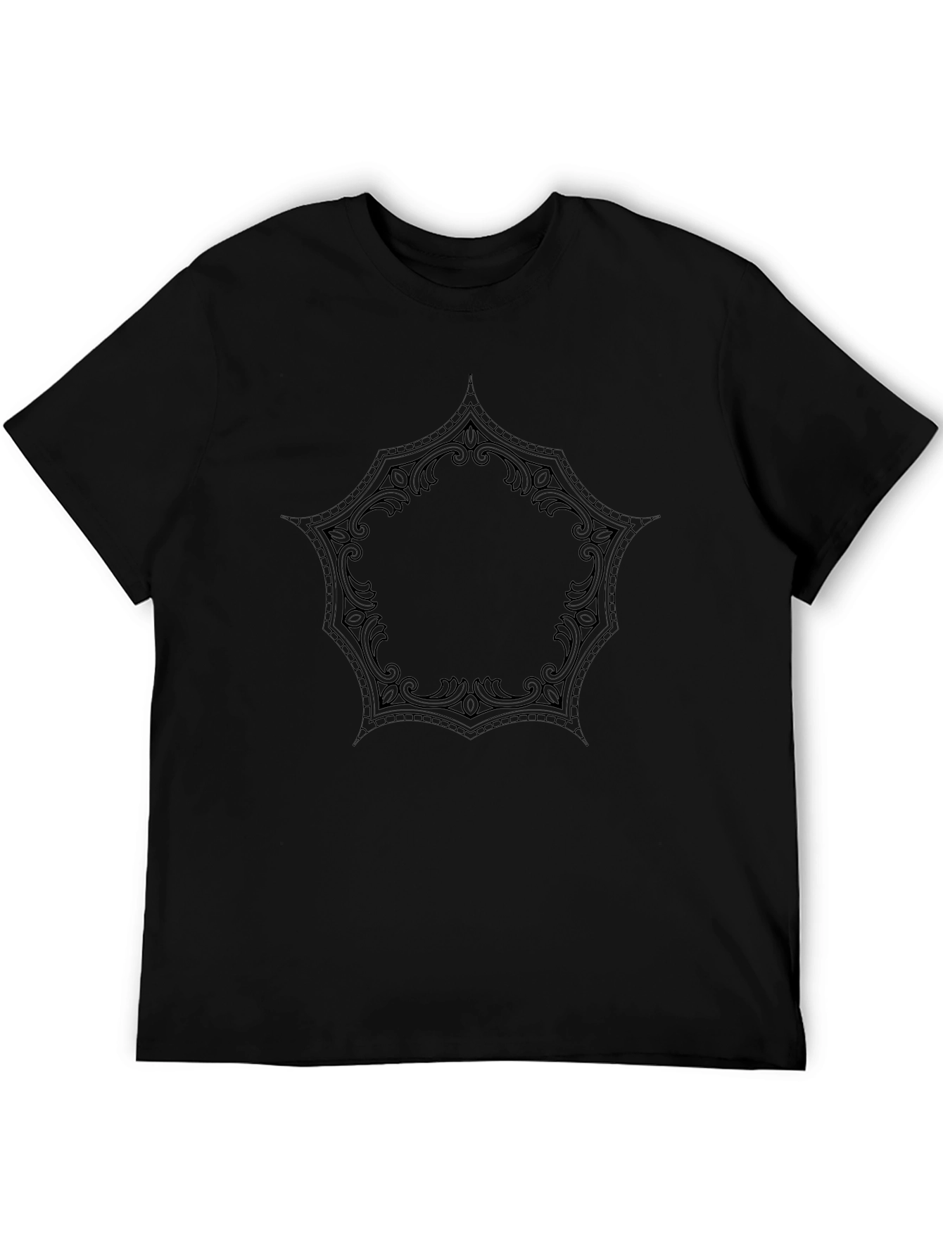 Mens Black T-Shirt with Ornamental Design