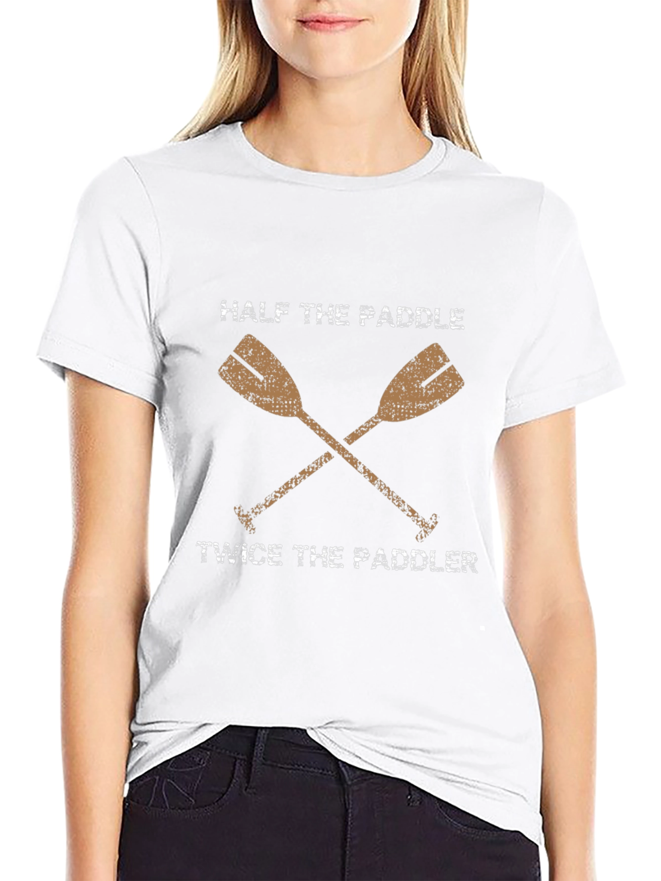 Half the Paddle Twice the Paddler Black T-Shirt