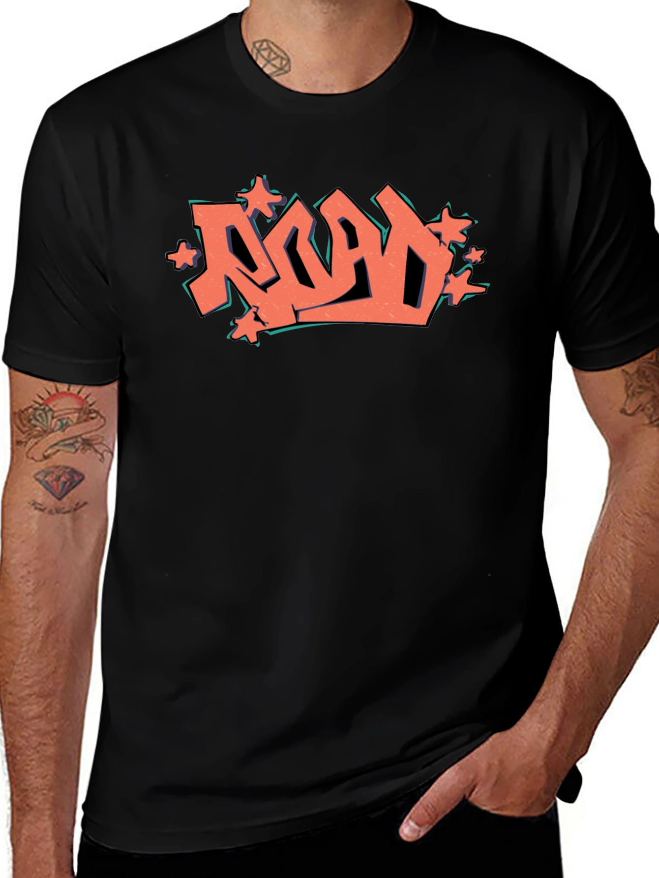 Road Graffiti Graphic Black T-Shirt