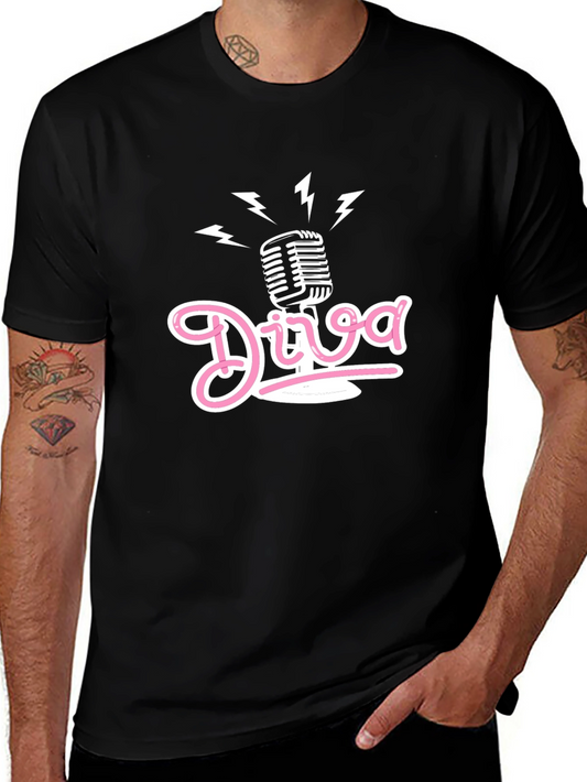Diva Microphone Graphic T-Shirt - Stylish Music Lover Tee