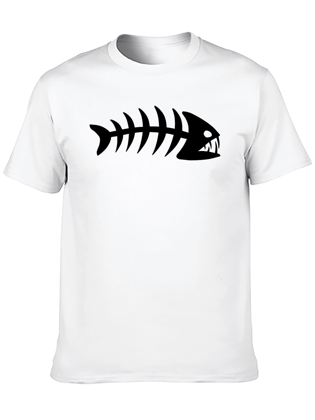 Black Fish Skeleton Graphic T-Shirt