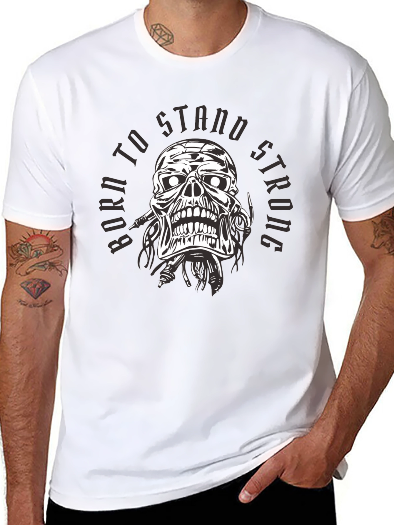 Born To Stand Strong Skull Graphic Tee