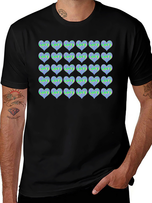 Heart Print Crew Neck T-Shirt