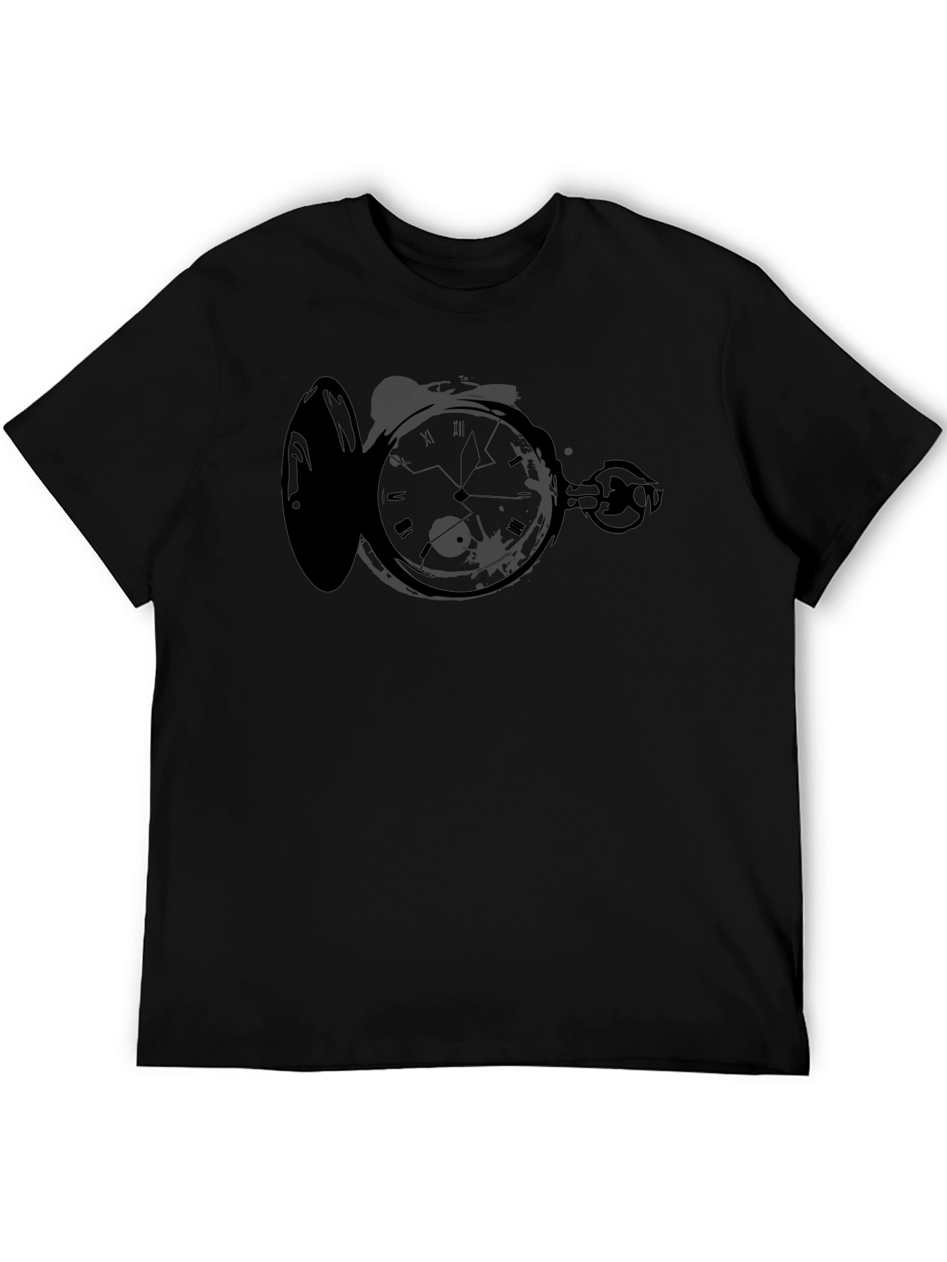 Pocket Watch Graphic Tee - Stylish Mens Black T-Shirt