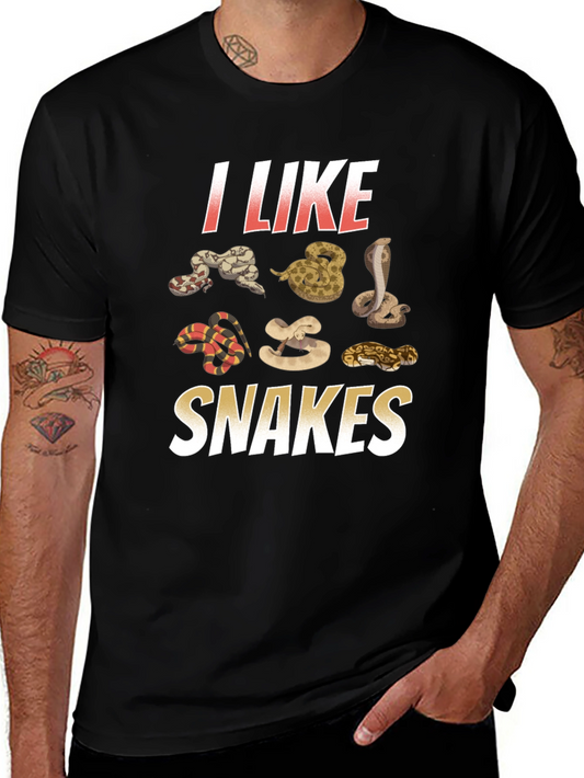 I Like Snakes Graphic Tee - Black Cotton T-Shirt