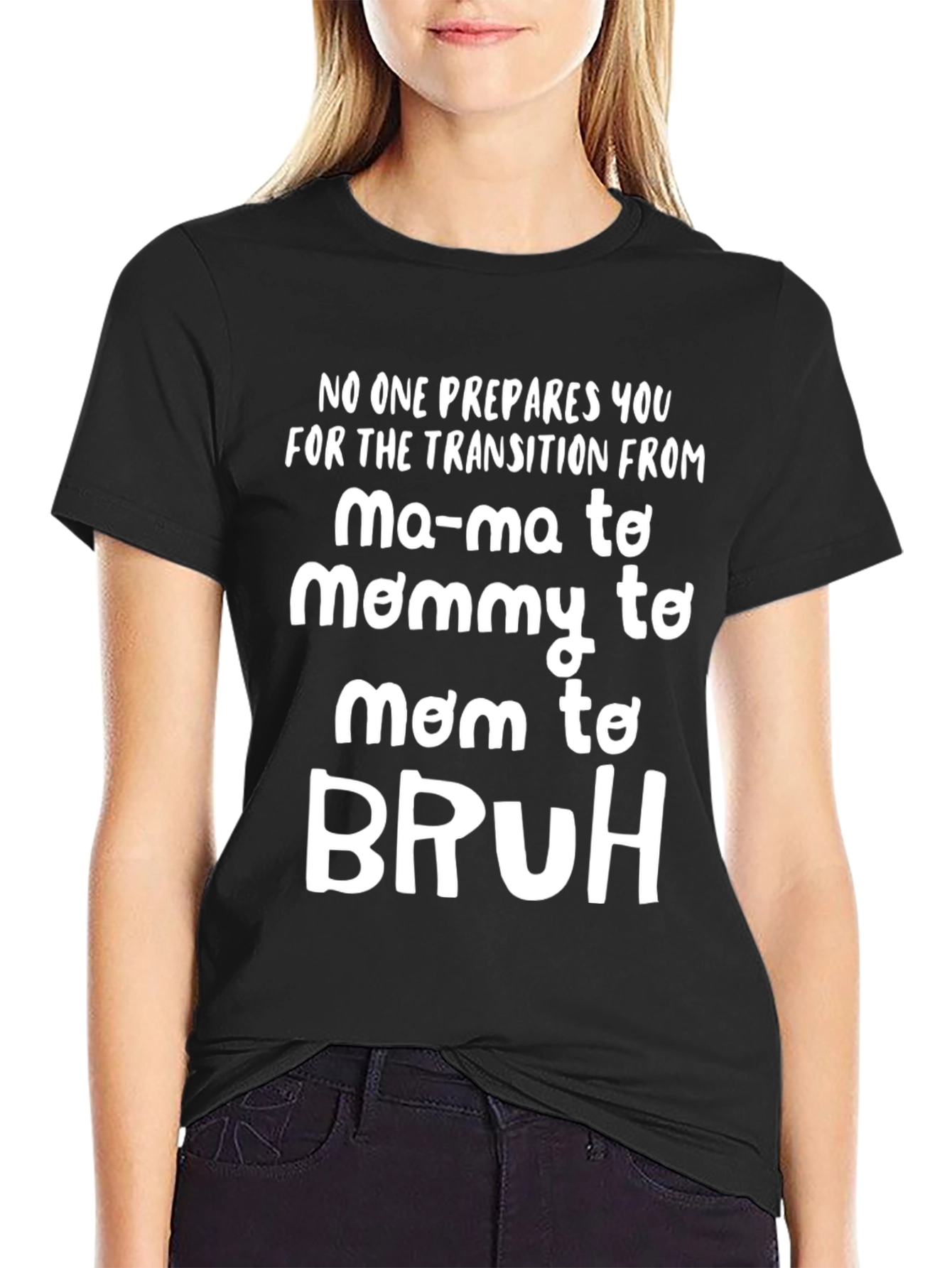 Mommy to Bruh Black Graphic T-Shirt