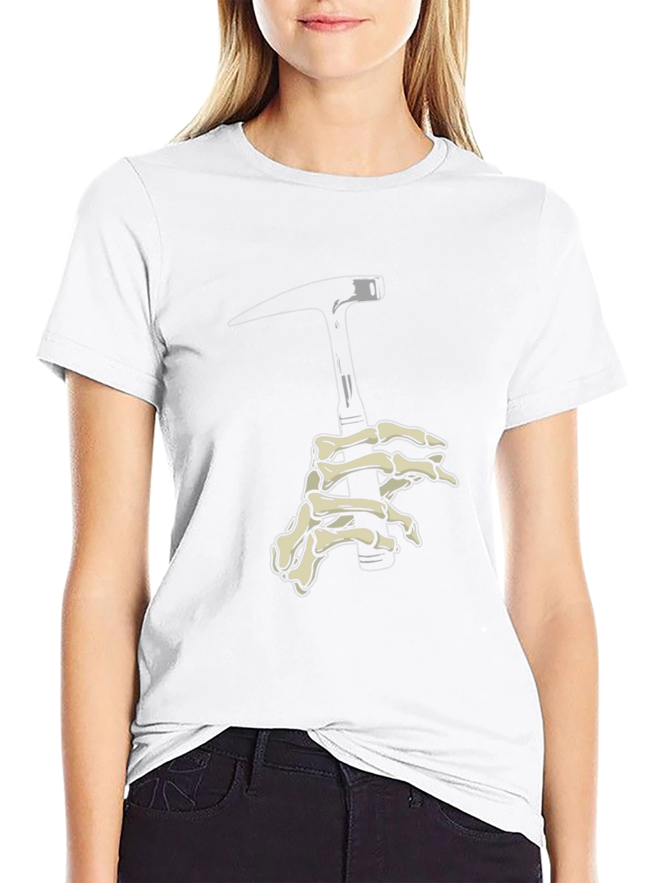 Skeleton Hand Pickaxe Black Graphic Tee