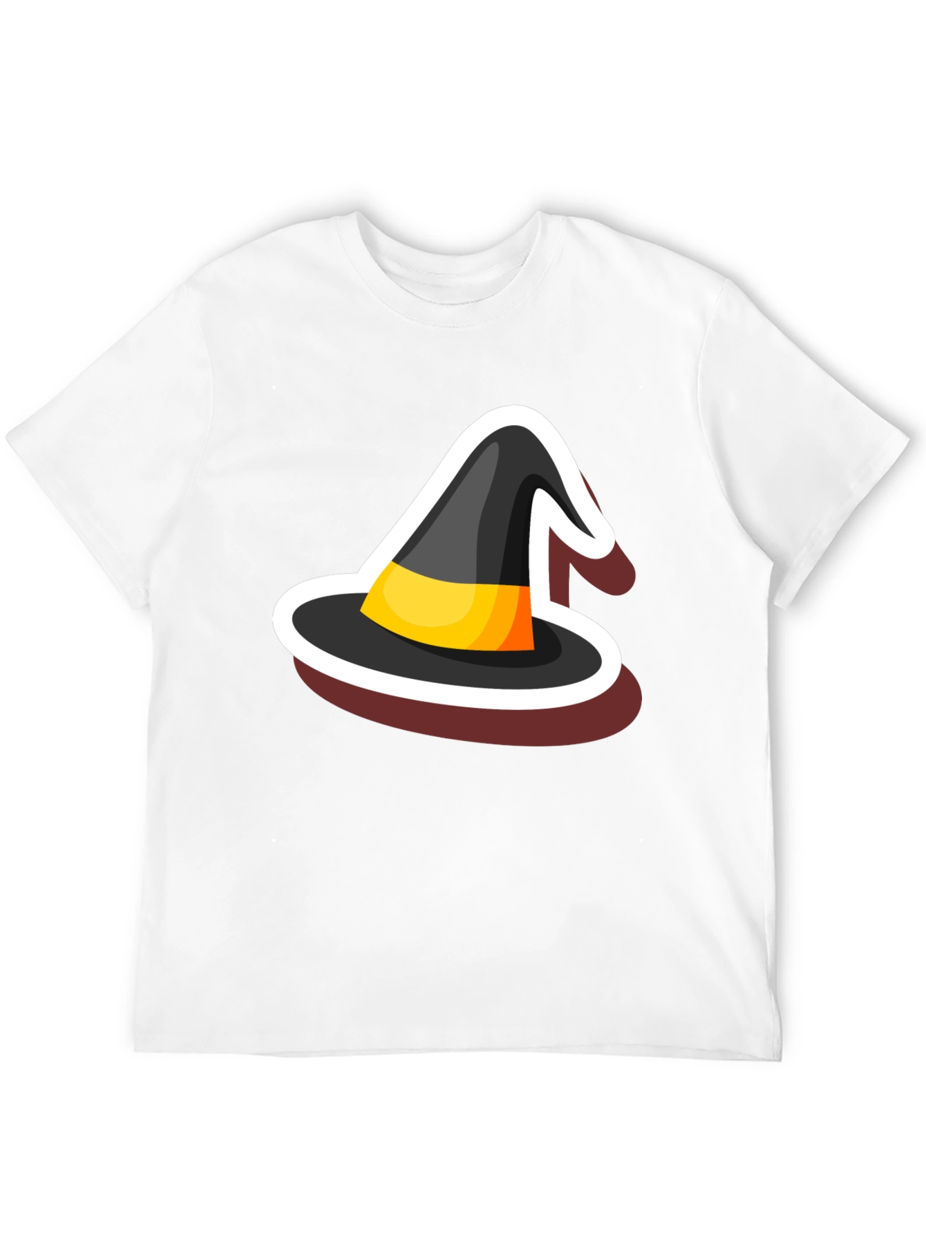 Halloween Witch Hat Graphic Tee - Black Cotton Blend