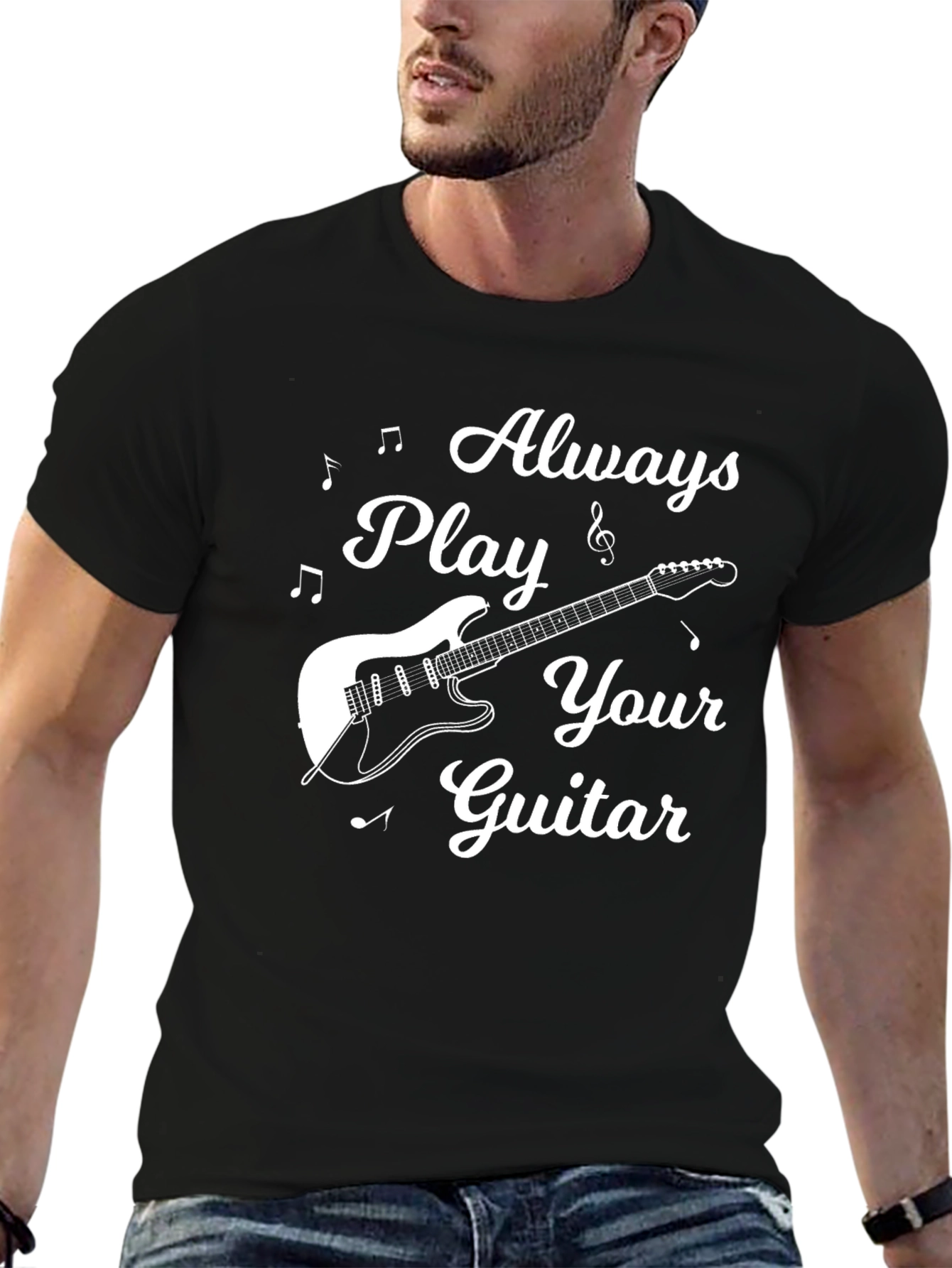 Always Play Your Guitar Black Graphic Tee