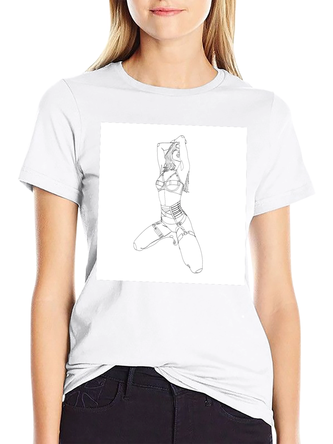 Graphic Tee - Woman Lingerie Art Black