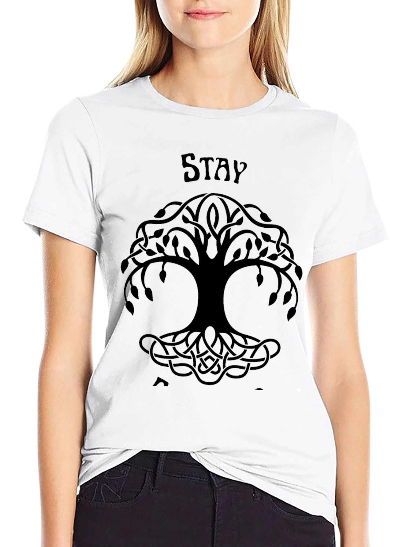 Stay Tree Graphic Black T-Shirt