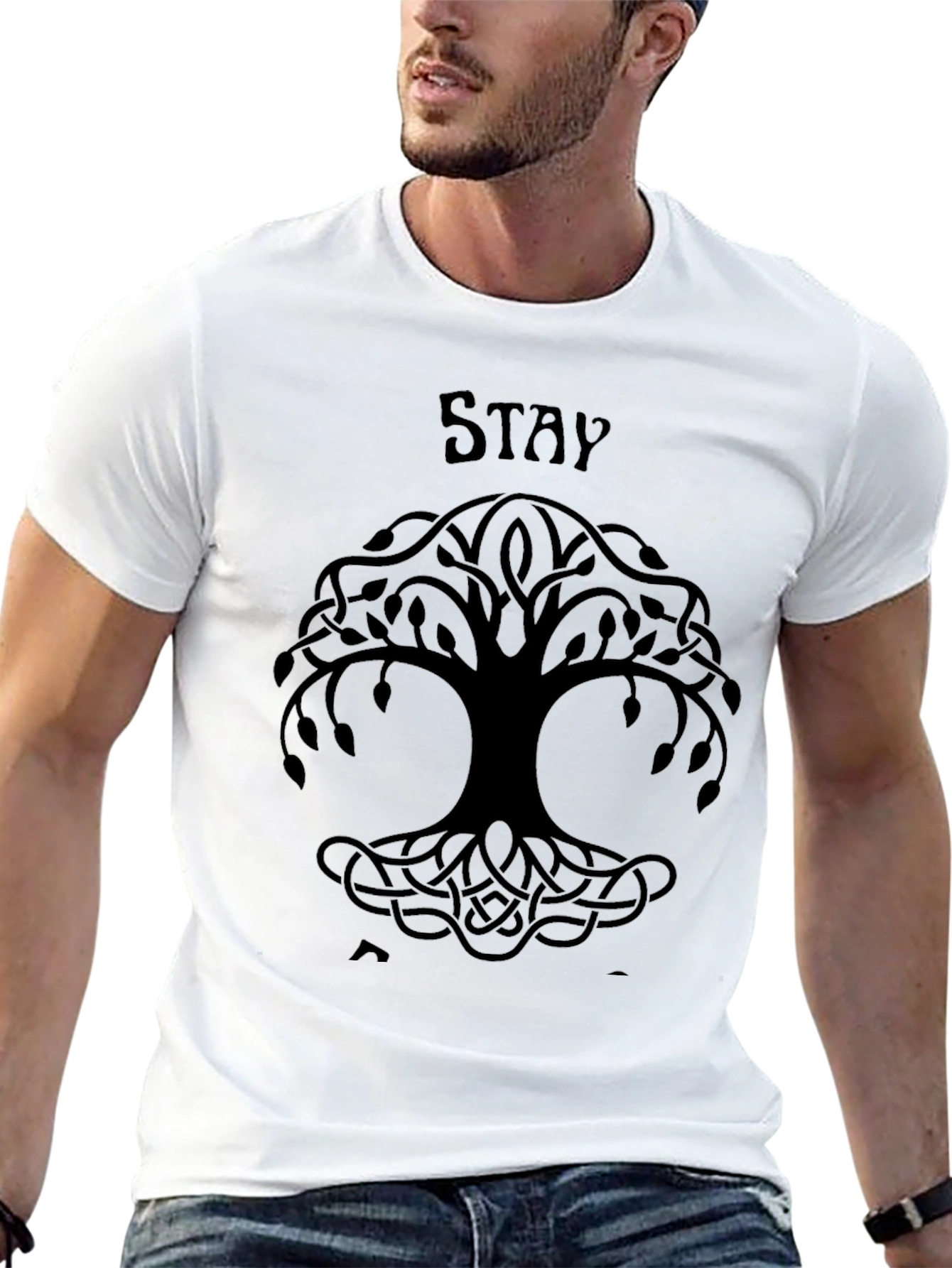Stay Tree Graphic Black T-Shirt