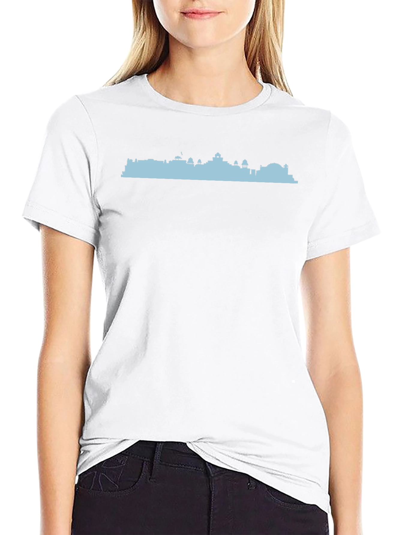 Cityscape Silhouette Graphic Tee - Black Cotton T-Shirt