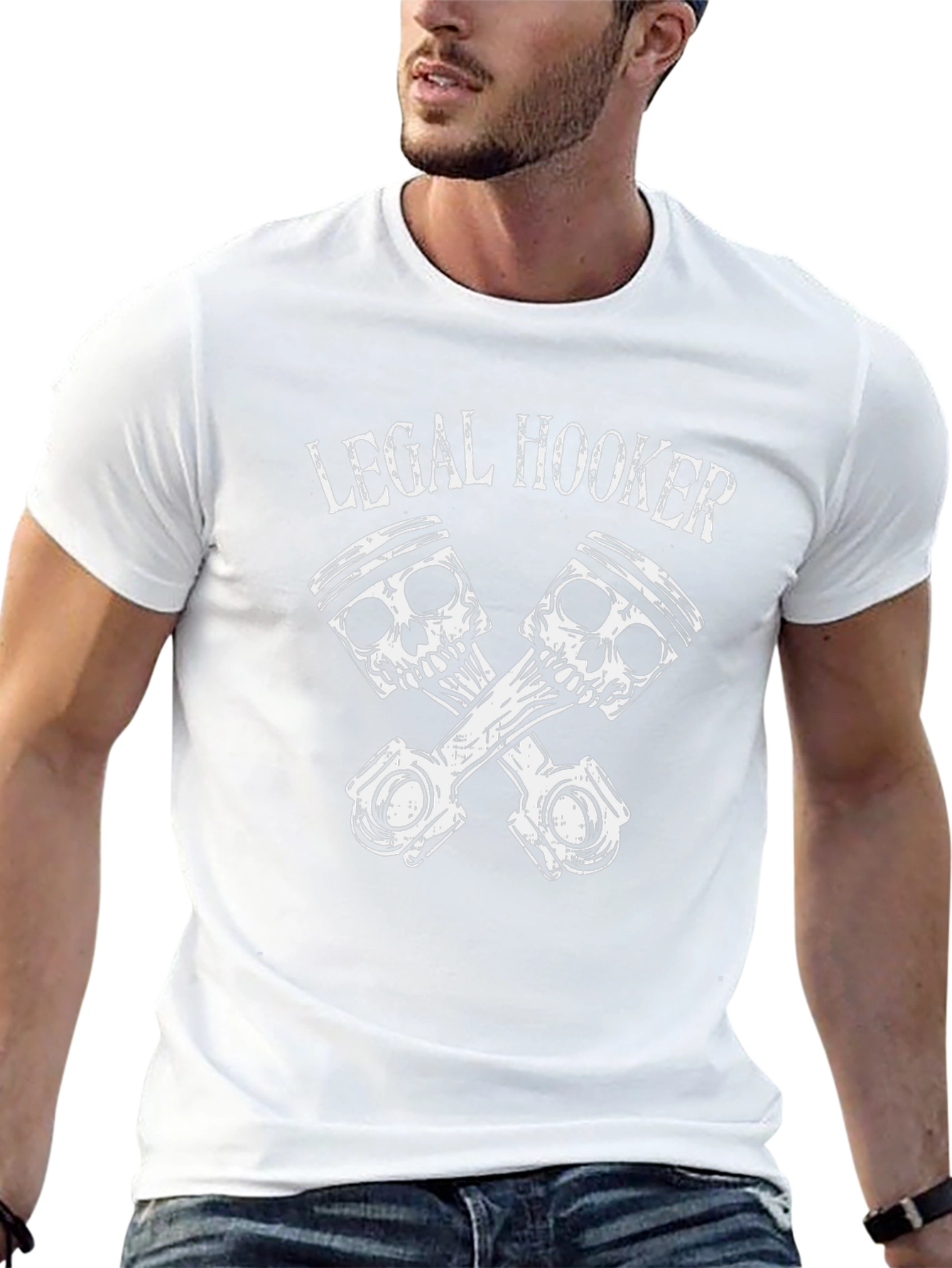 Legal Hooker Skull Piston Black T-Shirt