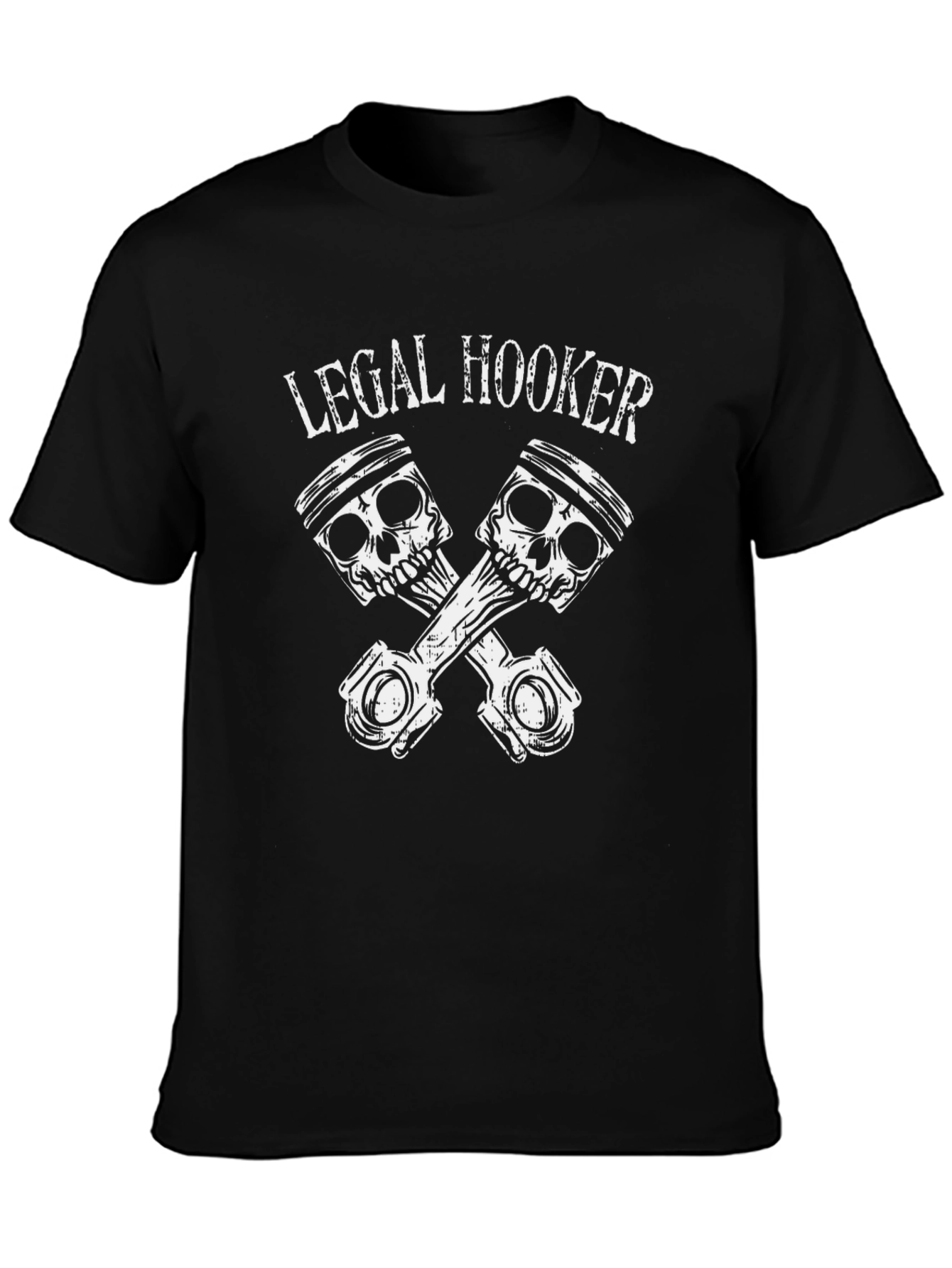 Legal Hooker Skull Piston Black T-Shirt