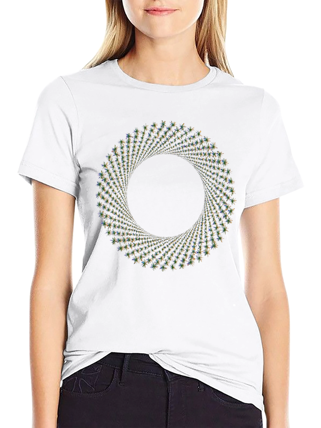 Geometric Swirl Graphic Tee - Black