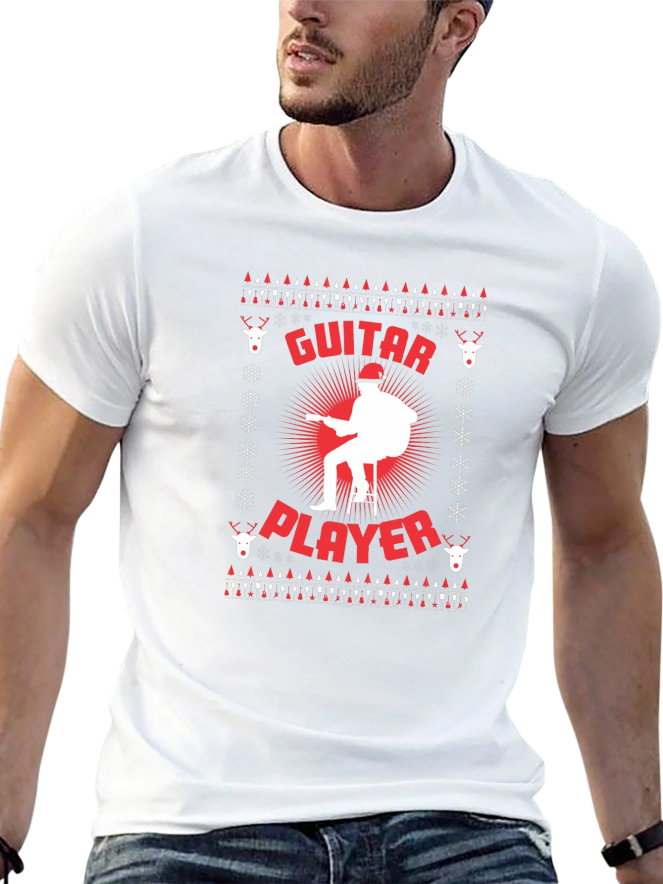 Guitar Player Ugly Christmas Sweater T-Shirt