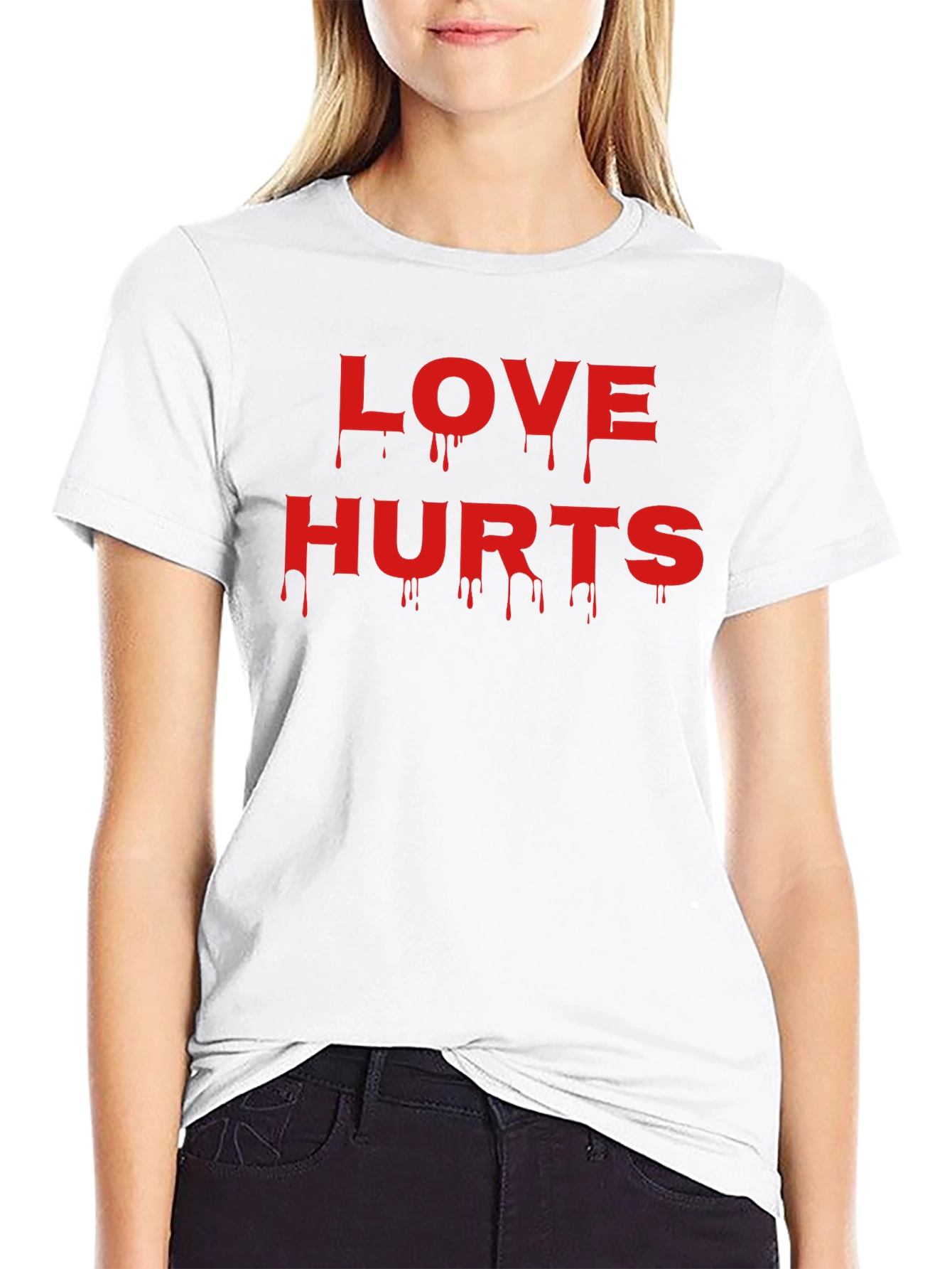 Love Hurts Graphic Tee - Black Crew Neck T-Shirt