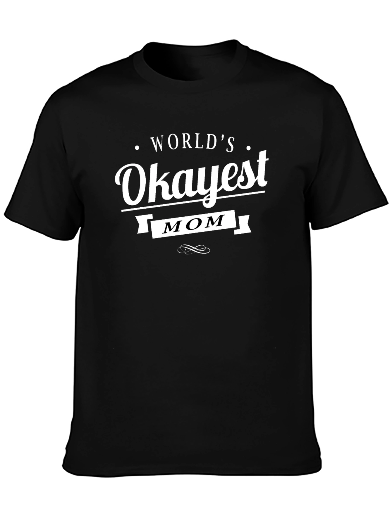 Worlds Okayest Mom Black Graphic T-Shirt