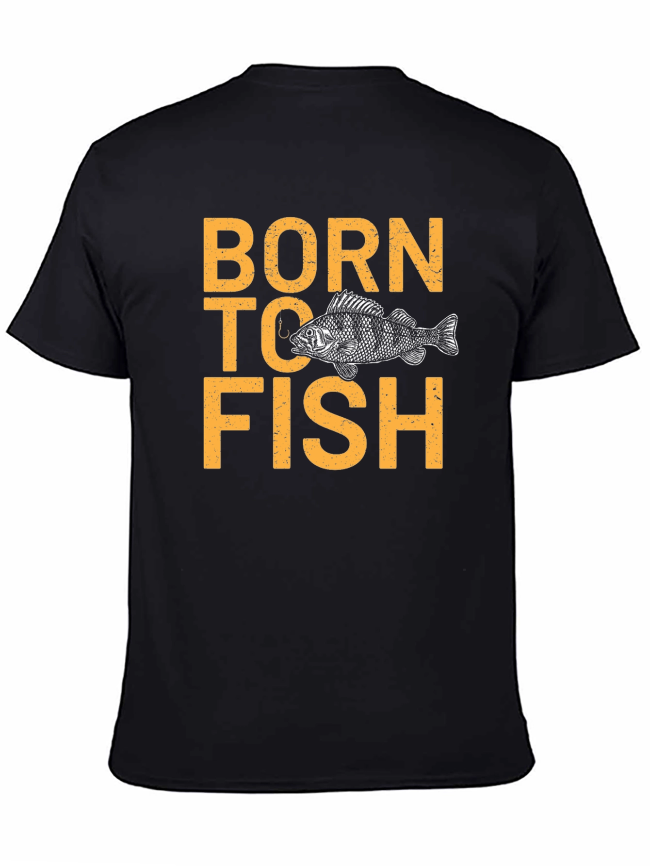 Born To Fish Graphic Print Black T-Shirt