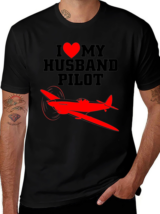 I Heart My Husband Pilot T-Shirt - Airplane Design