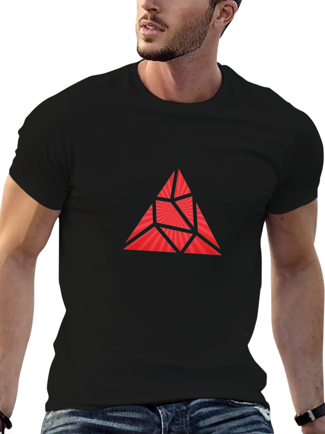 Geometric Triangle Graphic Print Mens T-Shirt