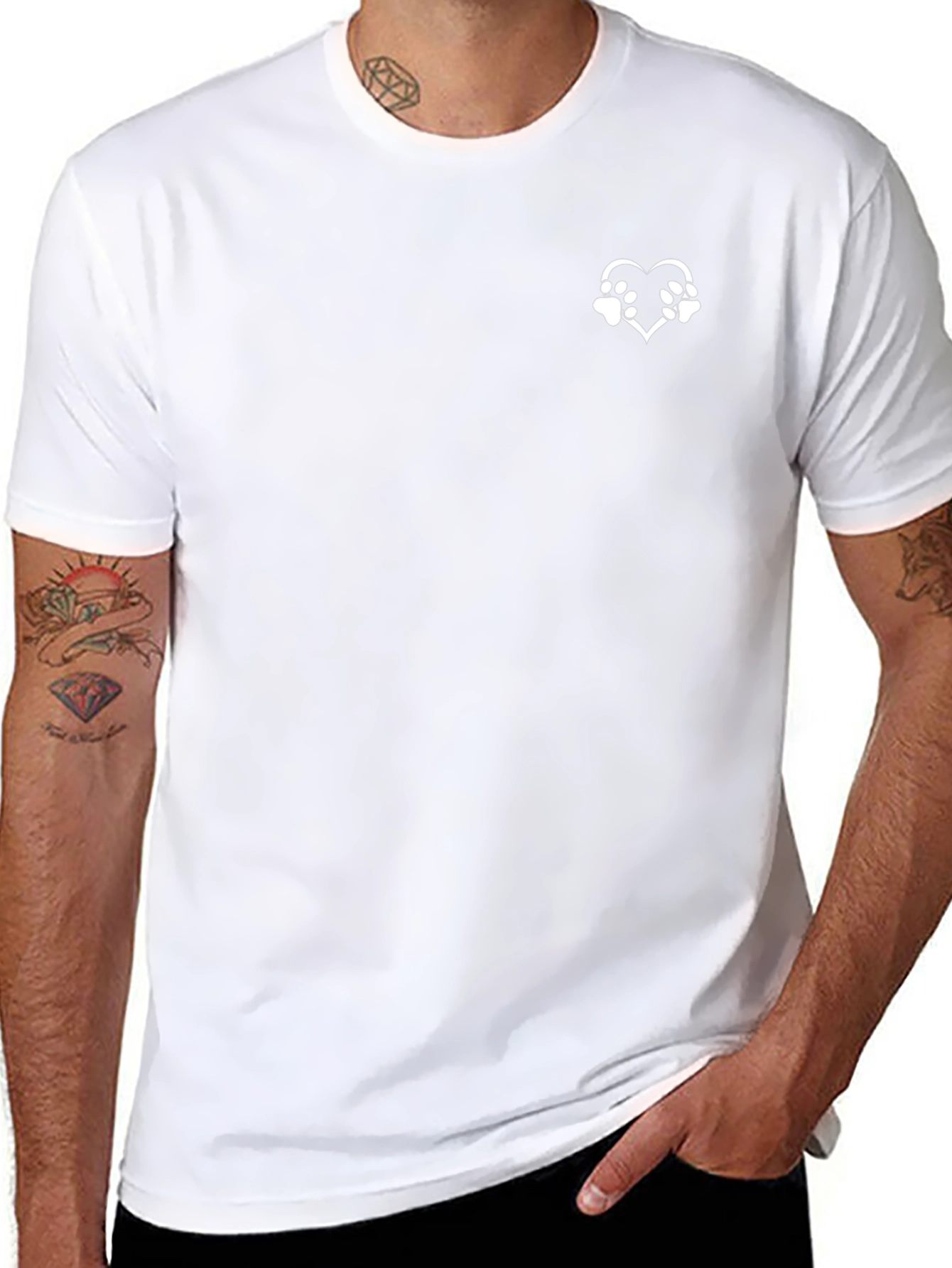 Heart Paw Print Tee - Classic Black T-Shirt