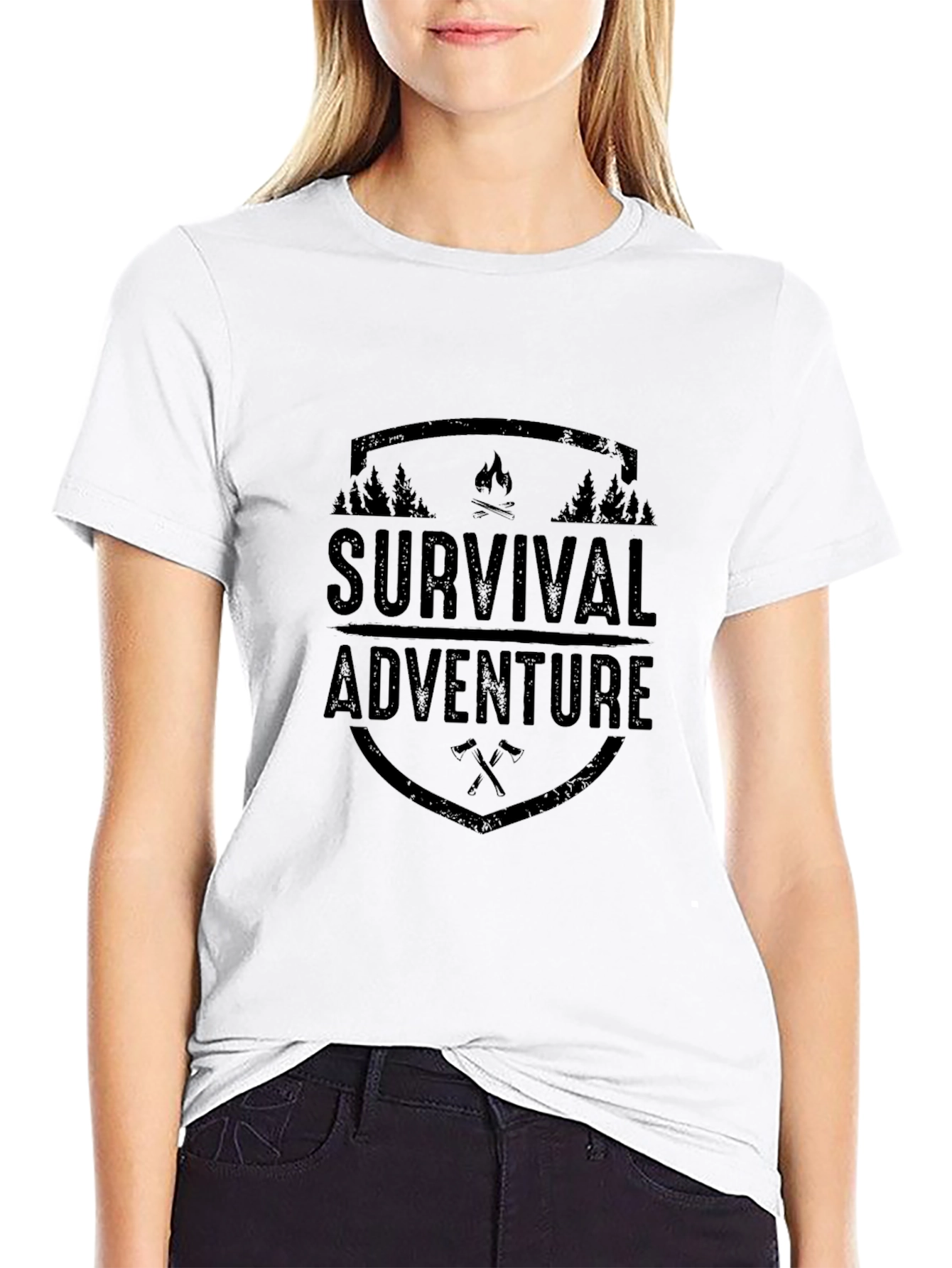 Survival Adventure Black Graphic T-Shirt