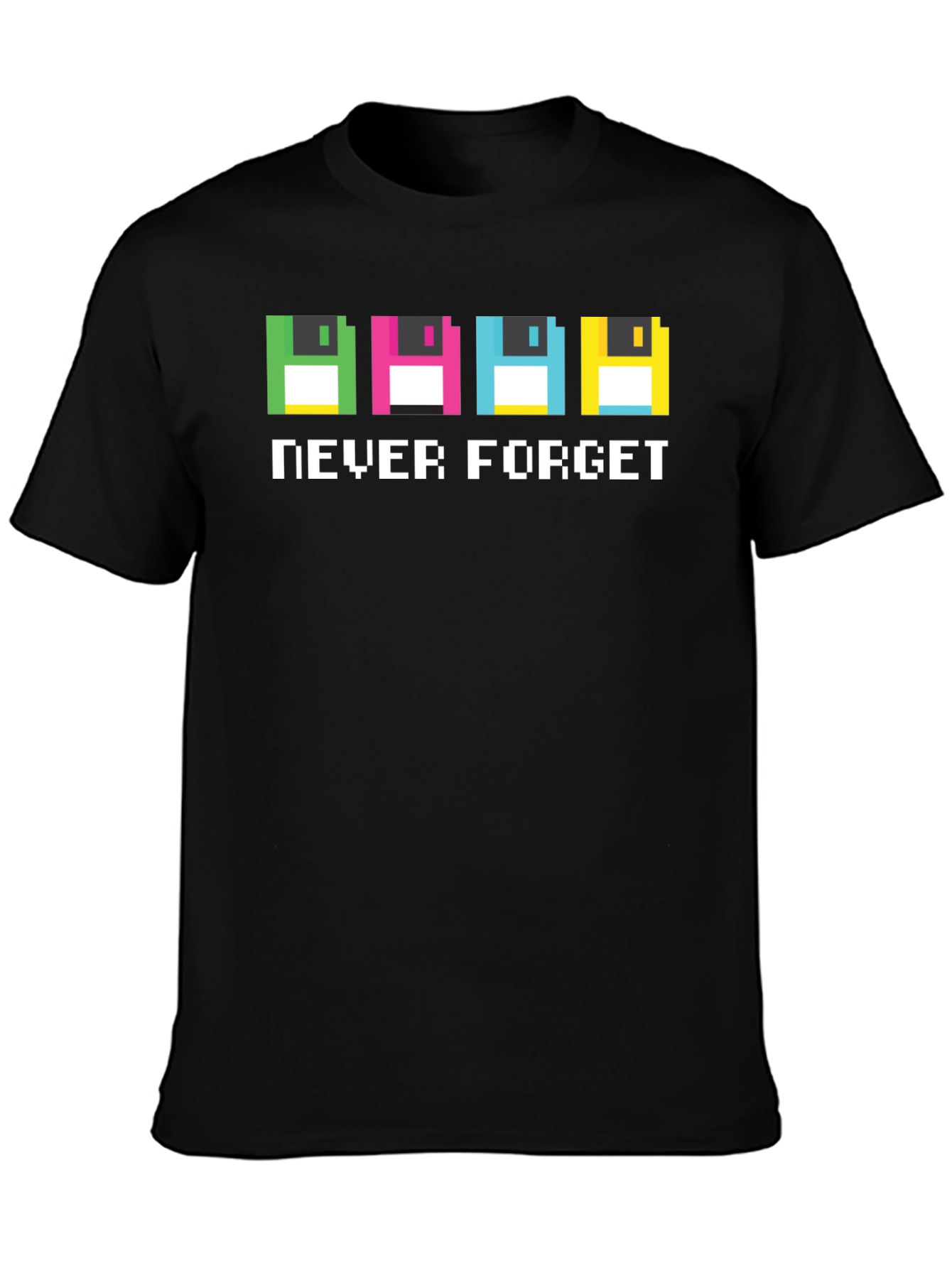Retro Pixel Floppy Disk T-Shirt - Never Forget