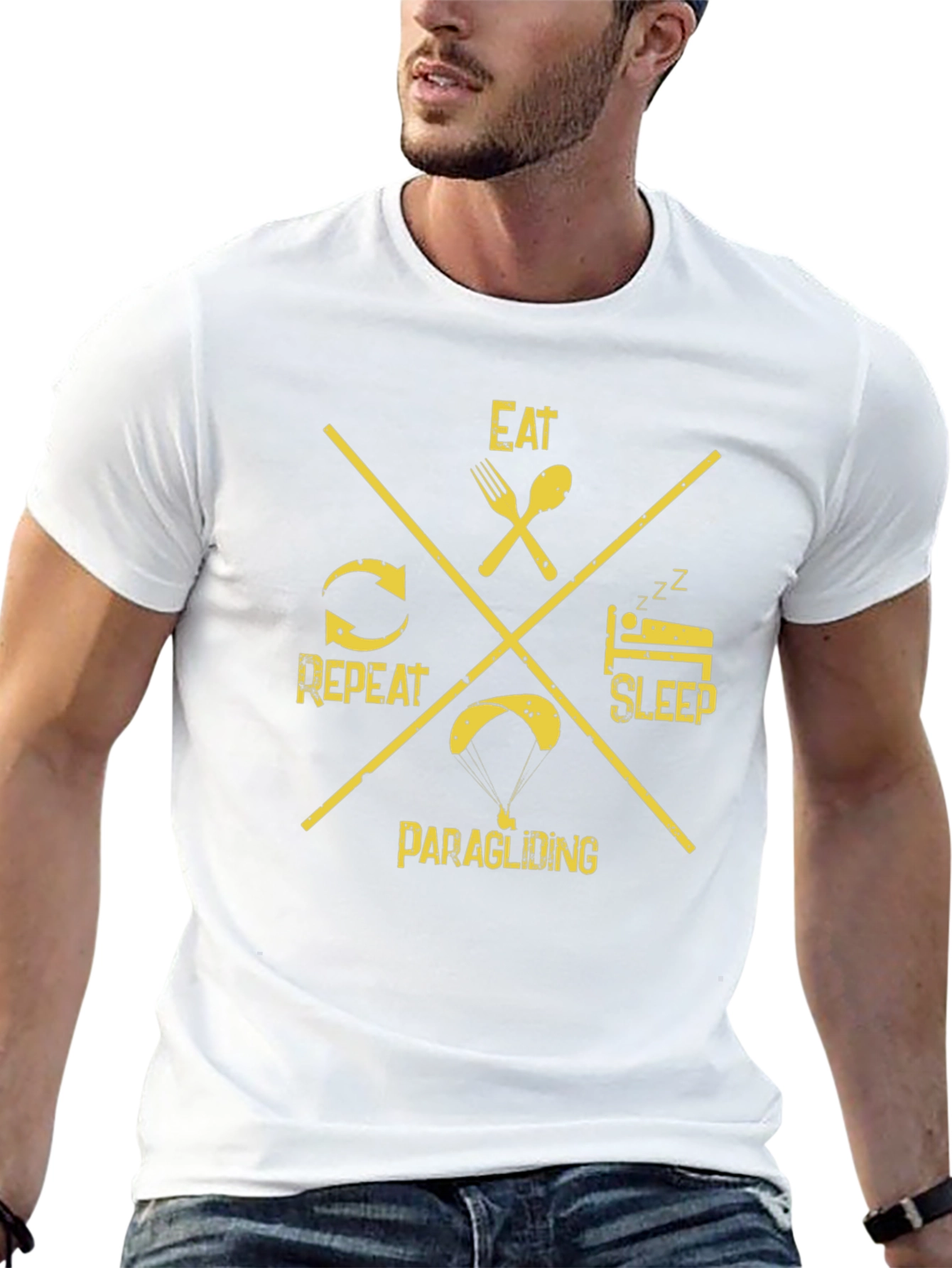 Eat Sleep Paragliding Repeat Black T-Shirt