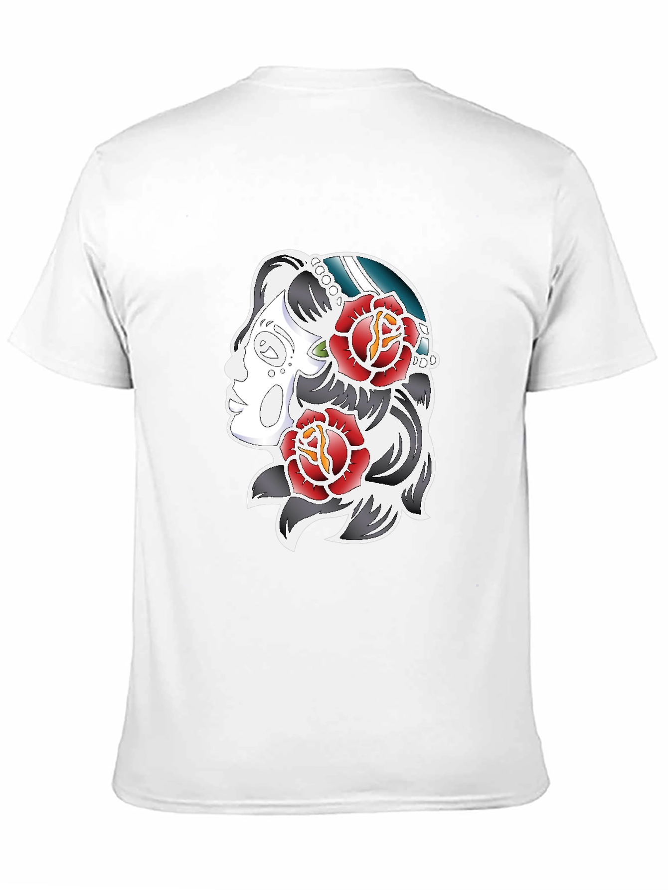 Rose Tattoo Graphic Print Tee - Black