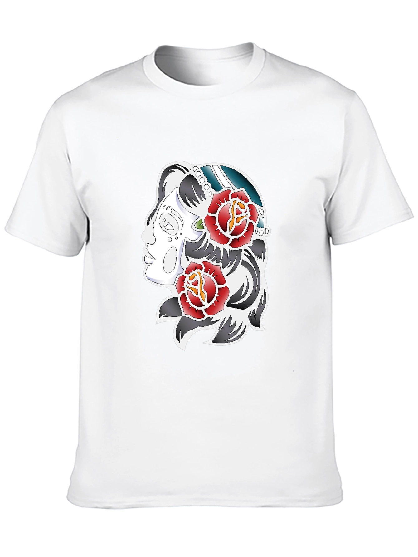 Rose Tattoo Graphic Print Tee - Black