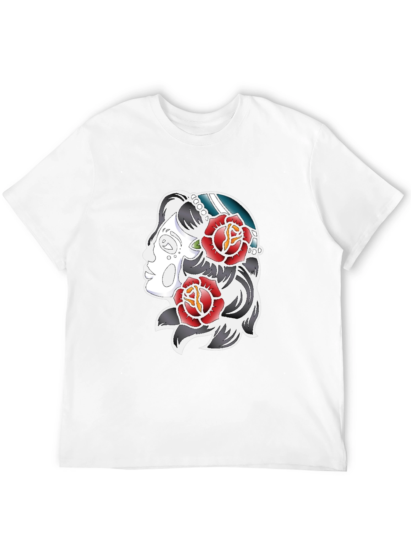 Rose Tattoo Graphic Print Tee - Black