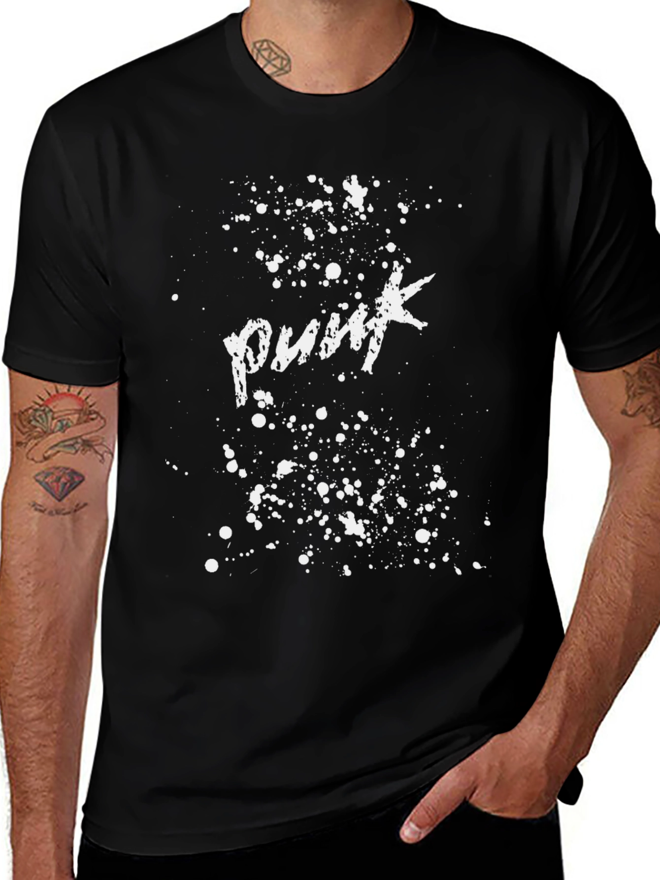 Punk Splatter Print Tee - Black